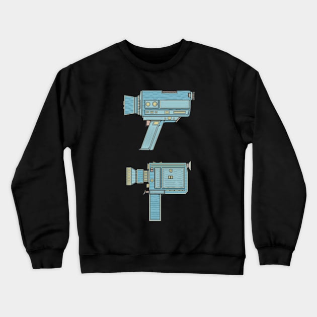 Blue Classic Video Camera Crewneck Sweatshirt by milhad